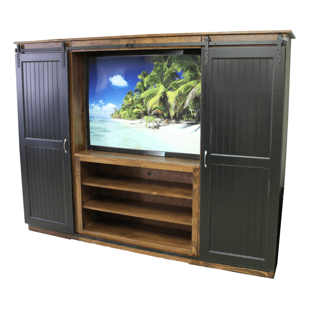 Barn Door Bookcase Entertainment Unit