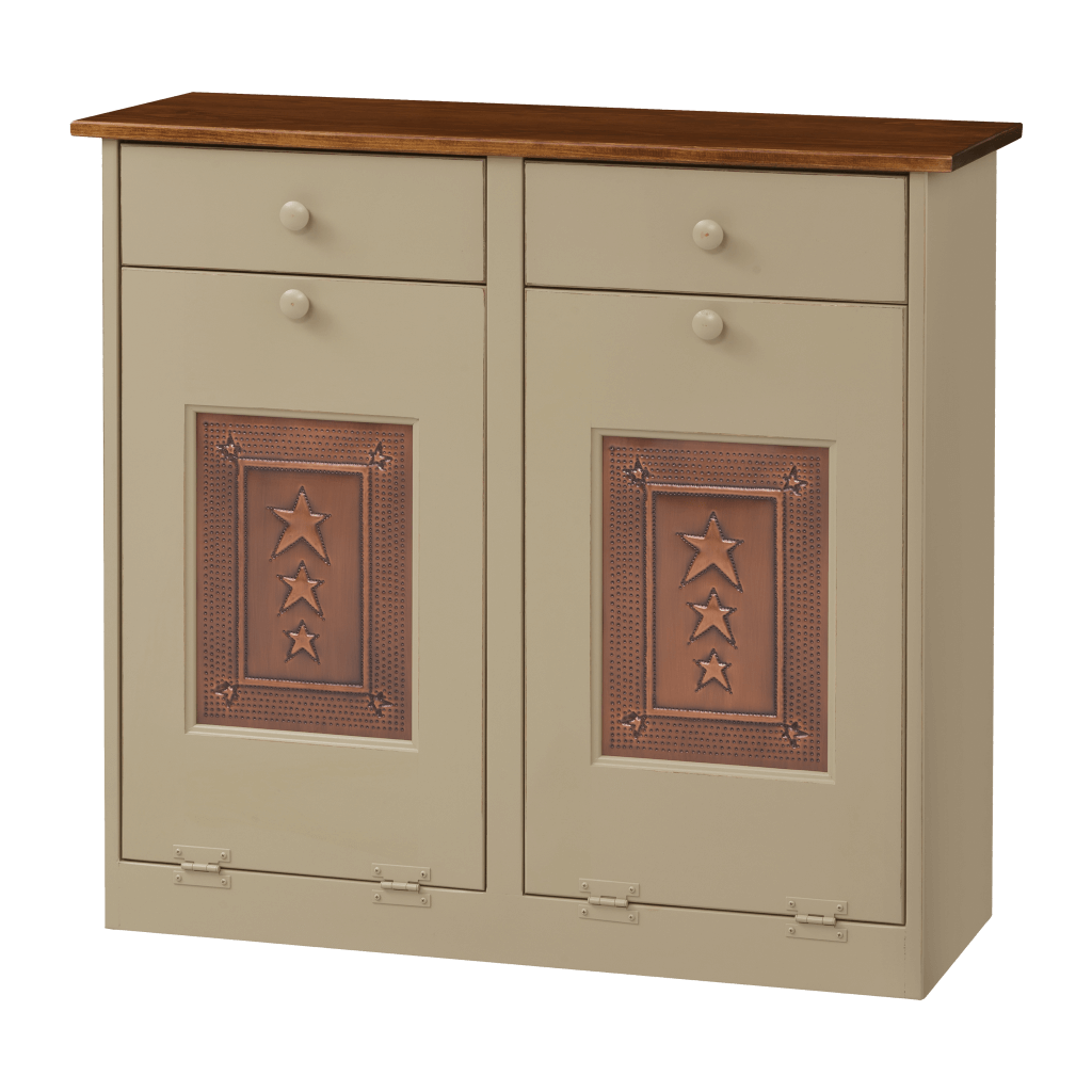 Double Trash Bin Cabinet w Tin