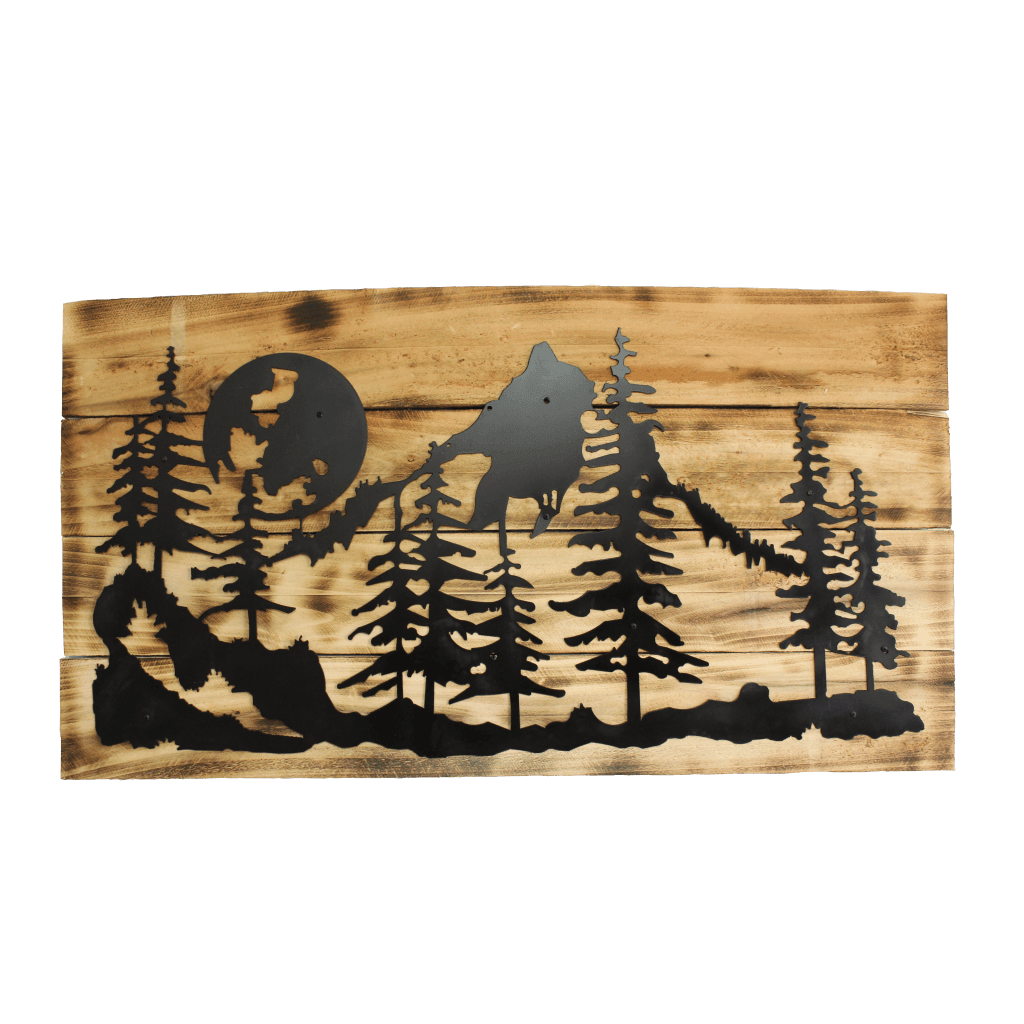 Pallet Wood Frame w Metal Silhouette Art